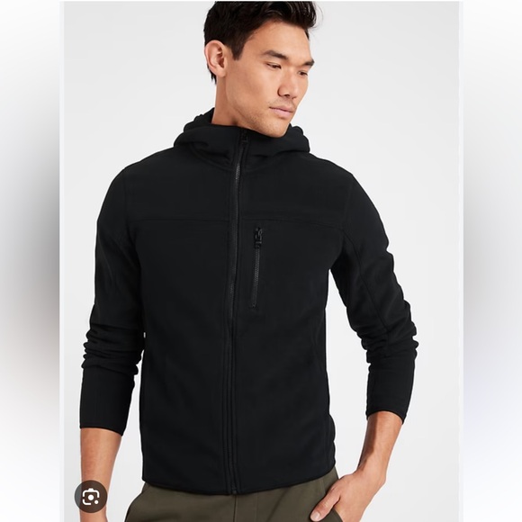 Banana Republic Arctic Fleece Full Zip Hoodie Jacket Black Pockets Thick Warm XL - Picture 2 of 15